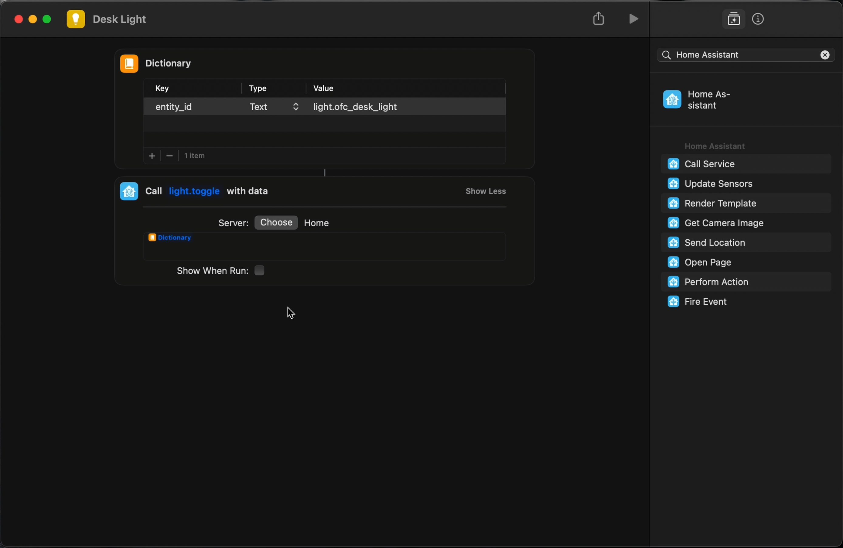 Shortcut configuration