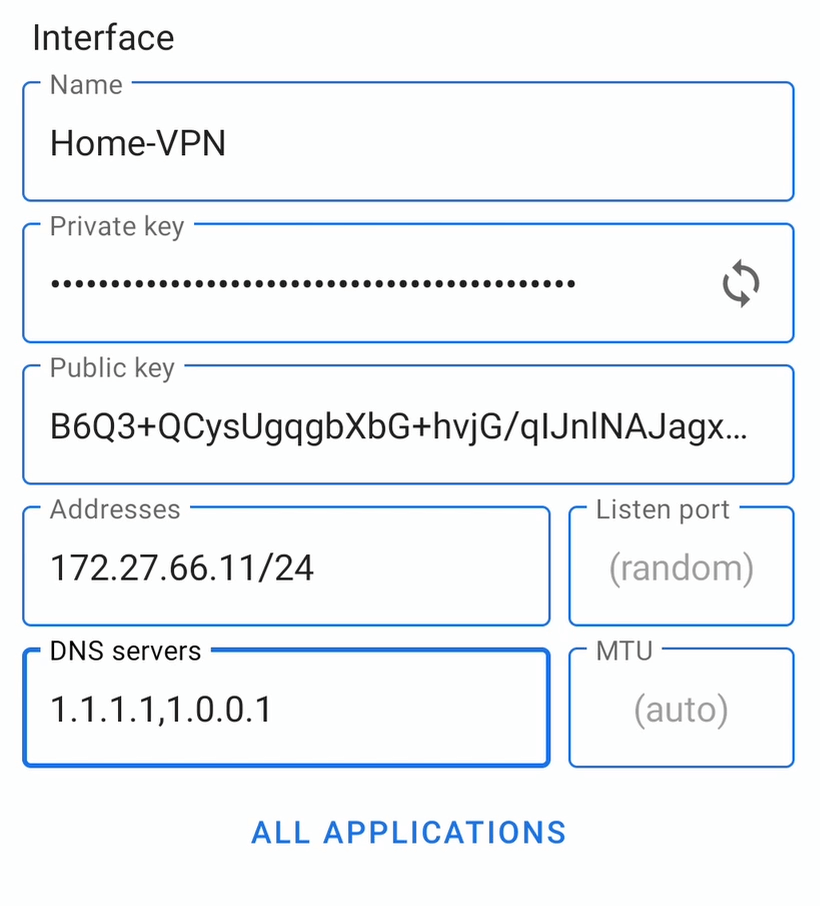 WireGuard Android UI config